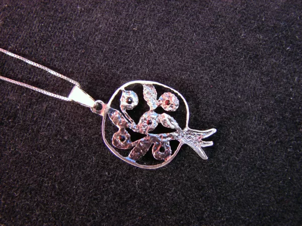 Sterling Silver Pomegranate with Leaves Pendant