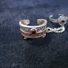 Double Rings Sterling Silver 925, Chain Linked, Adjustable Multi-Finger Rings