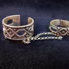 Silver Double Rings Antique Style, Chains Linked, Adjustable Multi-Finger Rings