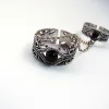 Ethnic Style Double Rings, Chains Linked, Silver Adjustable Multi-Finger Rings