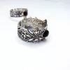 Ethnic Style Double Rings, Chains Linked, Silver Adjustable Multi-Finger Rings