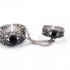 Ethnic Style Double Rings, Chains Linked, Silver Adjustable Multi-Finger Rings