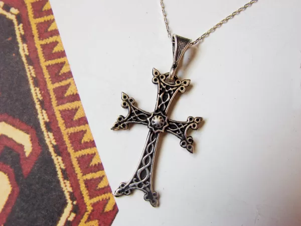 Silver Armenian Cross Khachqar Ornament