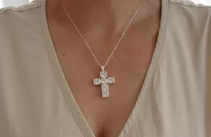 Cross Pendant Sterling Silver 925 with Cubic Zirconia