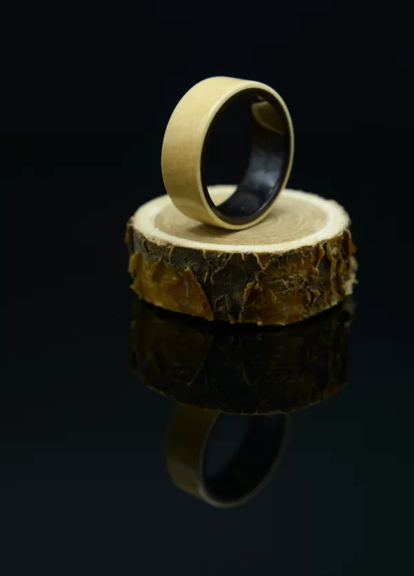 Ring, Made of Ebony and Apricot Wood