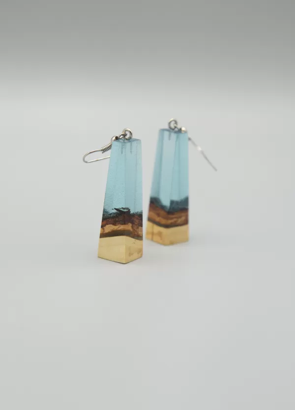 Earrings Made of Pear Wood and Silver 925