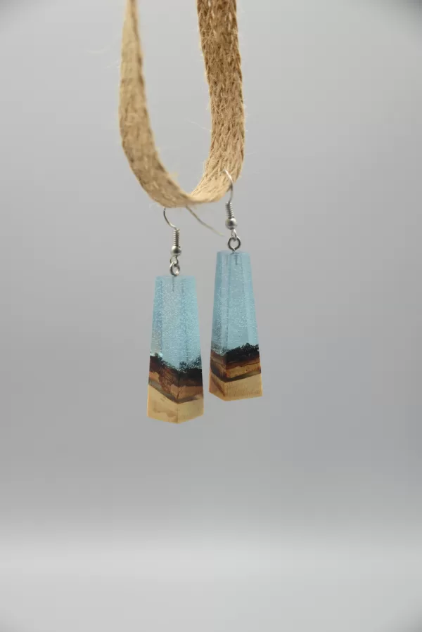 Earrings Made of Pear Wood and Silver 925