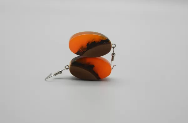 Apricot Wood Earrings, Silver 925