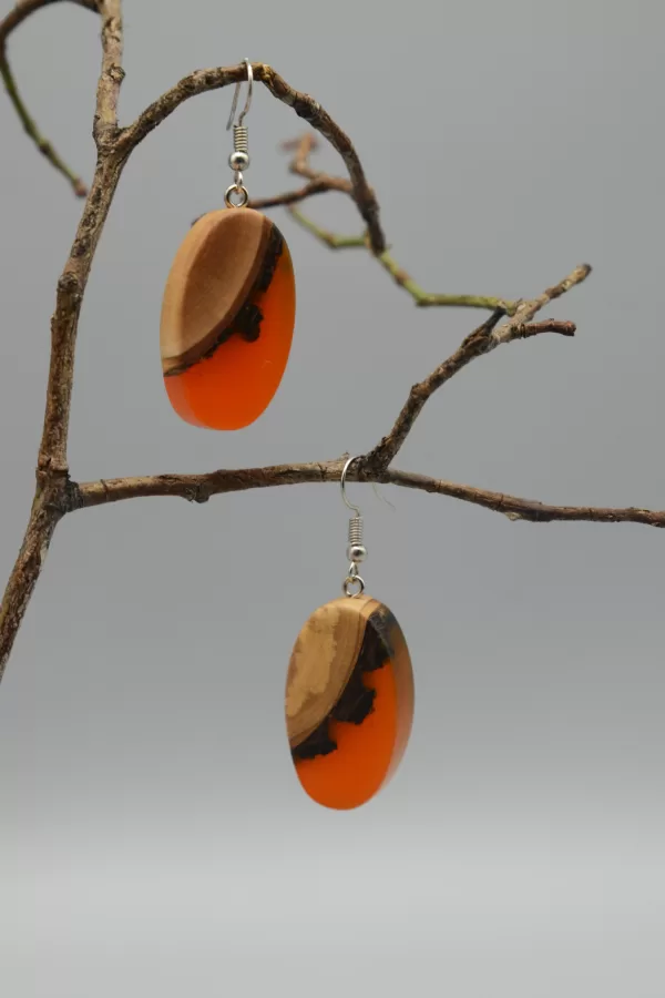 Apricot Wood Earrings, Silver 925