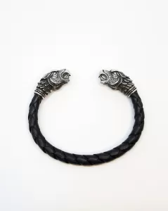 Griffin Cuff Bracelet, Sterling Silver and Leather