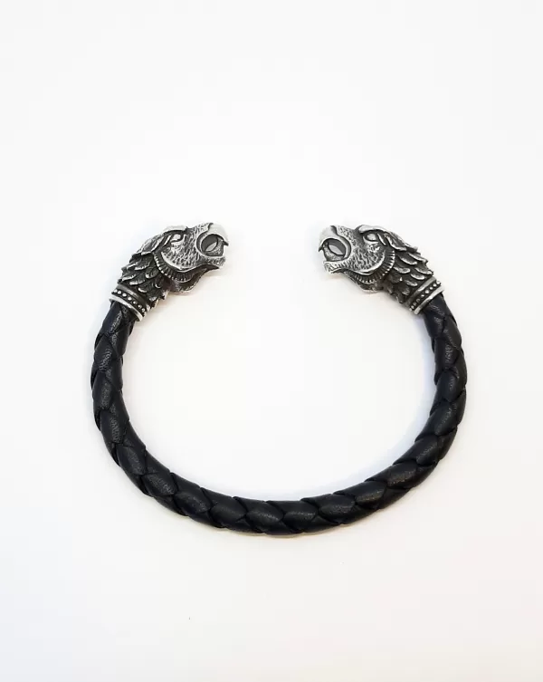 Griffin Cuff Bracelet, Sterling Silver and Leather