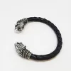 Griffin Cuff Bracelet, Sterling Silver and Leather