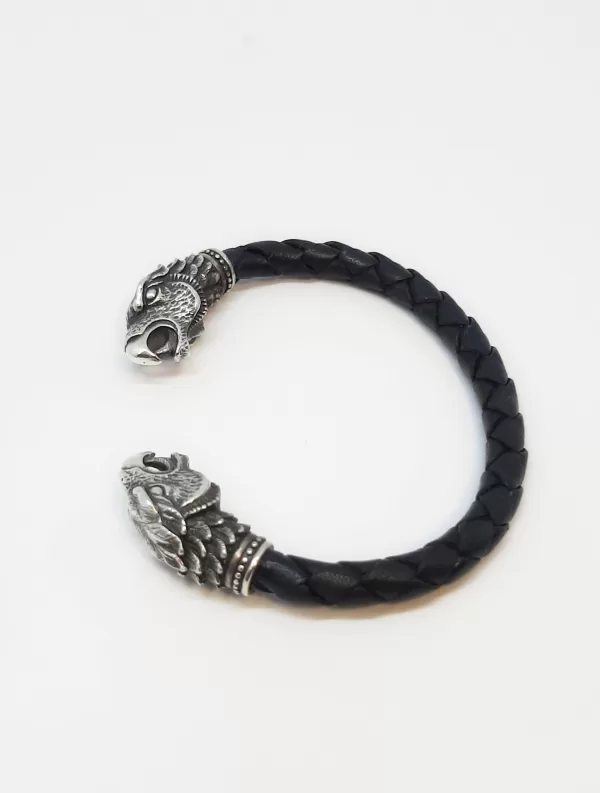 Griffin Cuff Bracelet, Sterling Silver and Leather