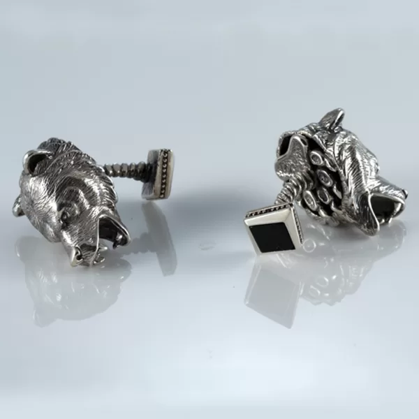 Silver Men's Bear Cufflinks