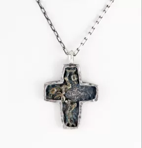 Sterling Silver Cross with Pomegranate Tree