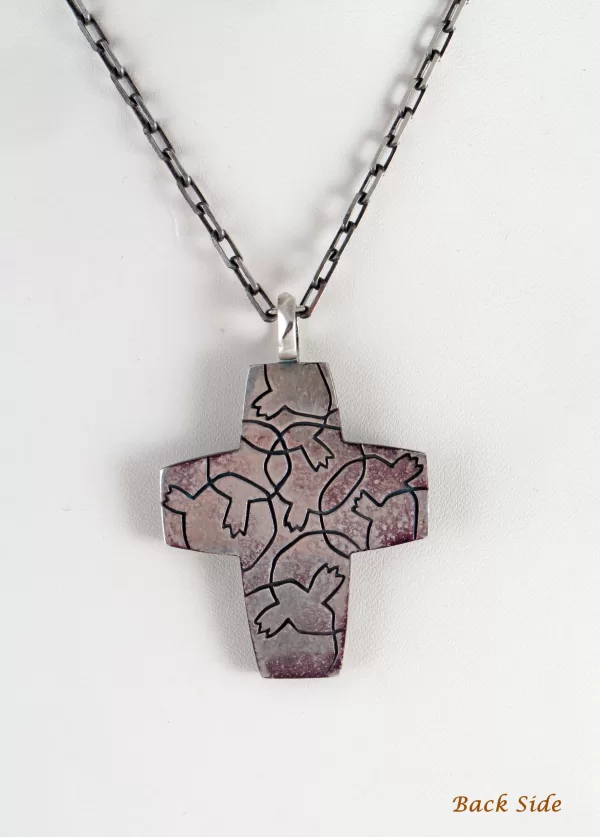 Sterling Silver Cross with Pomegranate Tree