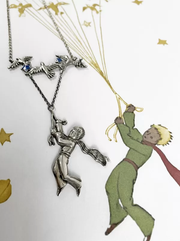 Little Prince Necklace, Le Petit Prince Pendant Sterling Silver 925