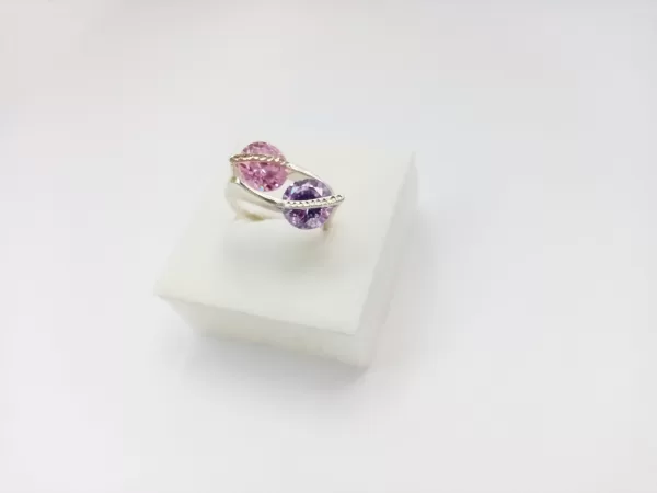 Ring with moving stones, Sterling Silver 925, Rotating Large Zircons