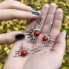 Sterling Silver Red Coral Sun Pendant