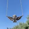 Sterling Silver Guardian Angel Necklace-Baby Angel Pendant