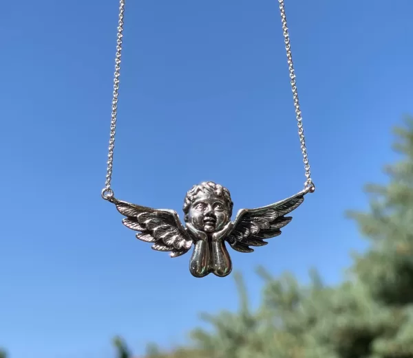 Sterling Silver Guardian Angel Necklace-Baby Angel Pendant