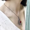 Sterling Silver Red Coral Sun Pendant