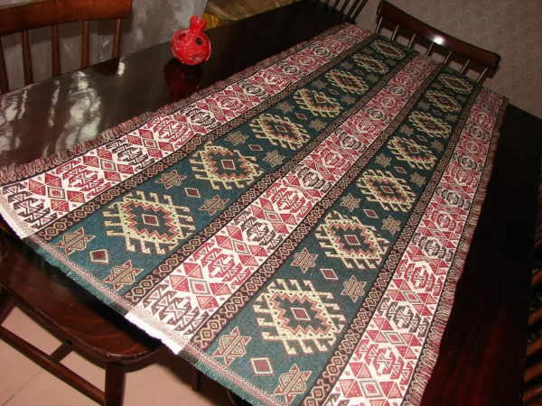 Armenian Carpet Ornament Table Runner with Two Coasters