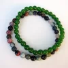 2 strand Bracelet Green Nephrite and Multi-Color Agate Beads