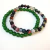 2 strand Bracelet Green Nephrite and Multi-Color Agate Beads