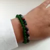 2 strand Bracelet Green Nephrite and Multi-Color Agate Beads