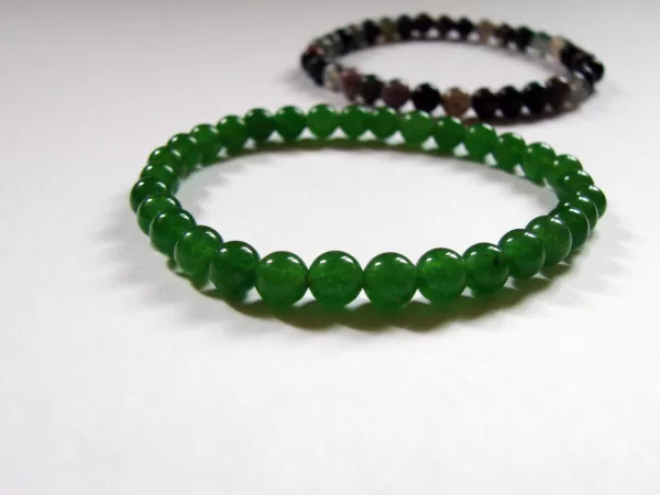 2 strand Bracelet Green Nephrite and Multi-Color Agate Beads