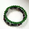 2 strand Bracelet Green Nephrite and Multi-Color Agate Beads