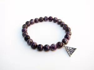 Purple Amethyst Bracelet with Silver Charm