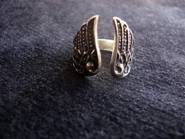 Silver Ring Angel Wings, Adjustable Ring