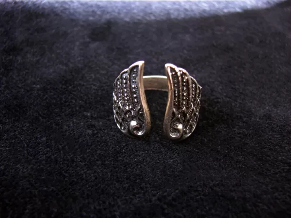 Silver Ring Angel Wings, Adjustable Ring