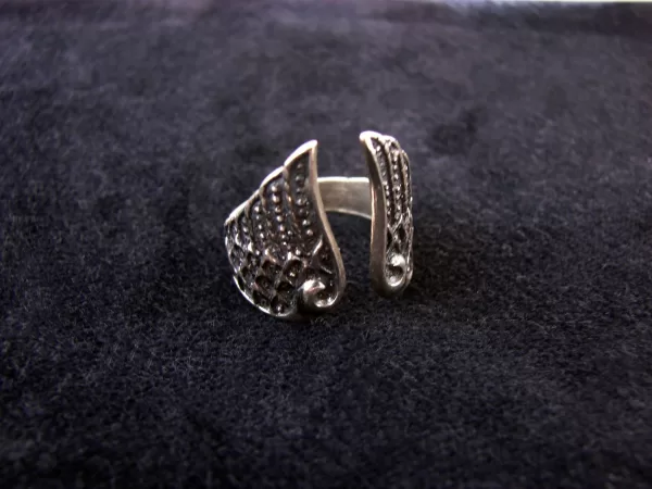 Silver Ring Angel Wings, Adjustable Ring