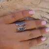 Silver Ring Angel Wings, Adjustable Ring