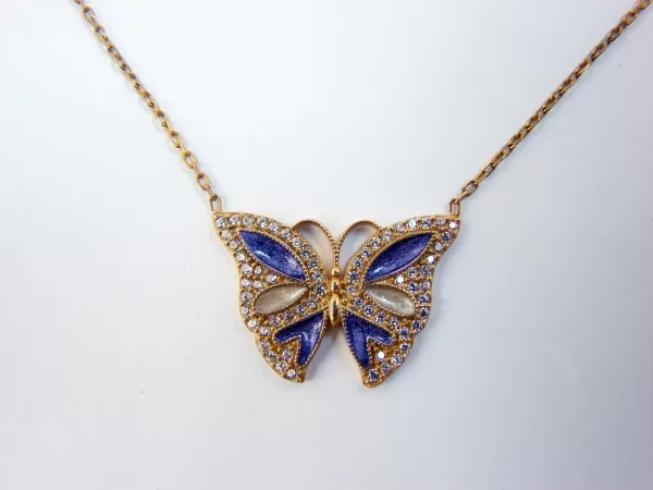 Silver Butterfly Pendant Necklace, Gold Plated