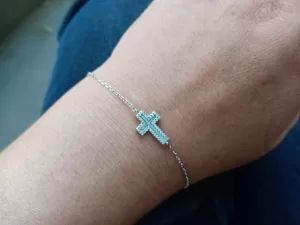 Cross Bracelet Sterling Silver 925 with Opal and Mother of Pearl