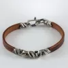 Men's Sterling Silver and Leather Bracelet