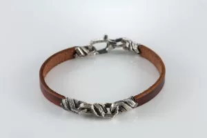 Men’s Sterling Silver and Leather Bracelet