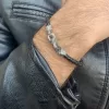 Men's Sterling Silver and Leather Bracelet