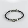 Men's Sterling Silver and Leather Bracelet