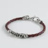 Men's Sterling Silver and Leather Bracelet