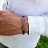 Men's Leather Bracelet with Silver Bar