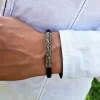 Men's Leather Bracelet with Silver Bar