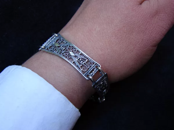 Sterling Silver Antique Style Linked Bracelet