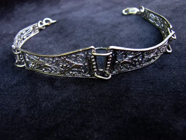 Sterling Silver Antique Style Linked Bracelet