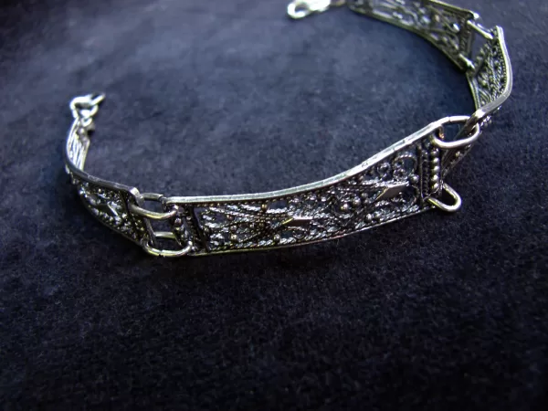 Sterling Silver Antique Style Linked Bracelet