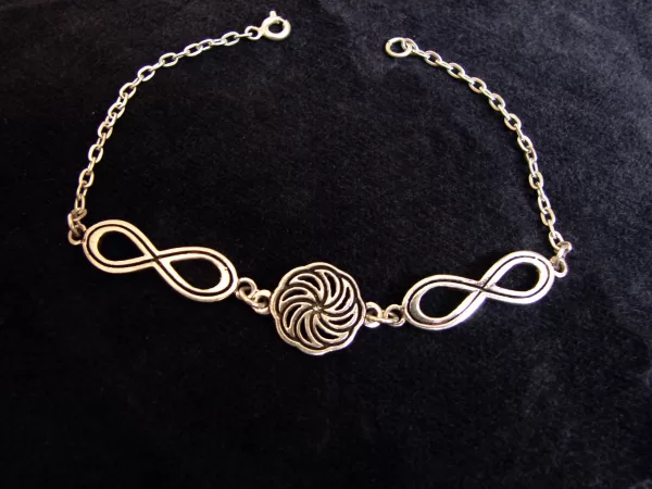 Sterling Silver Wheel of Eternity and Infinity Symbol Bracelet